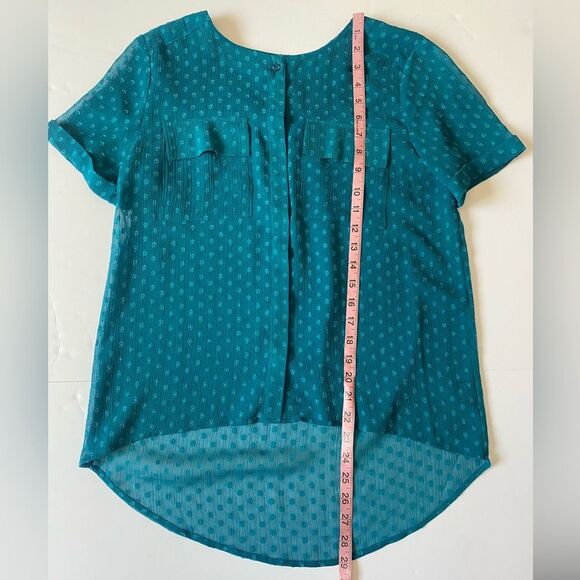 1118 by Walter Baker Sheer Teal Button-Front Blouse – XS - Picture 6 of 9